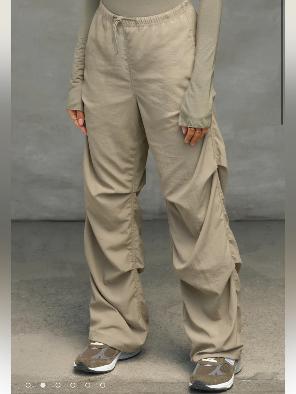 JOAH BROWN Ruched Track Hiking Pant Cargo Nylon NWT FAWN Tan (FIT101) - Picture 3 of 7